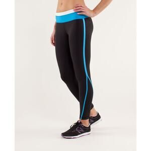 Lululemon Run Pace Tight Running Athleisure Black Blue White Size‎ 4